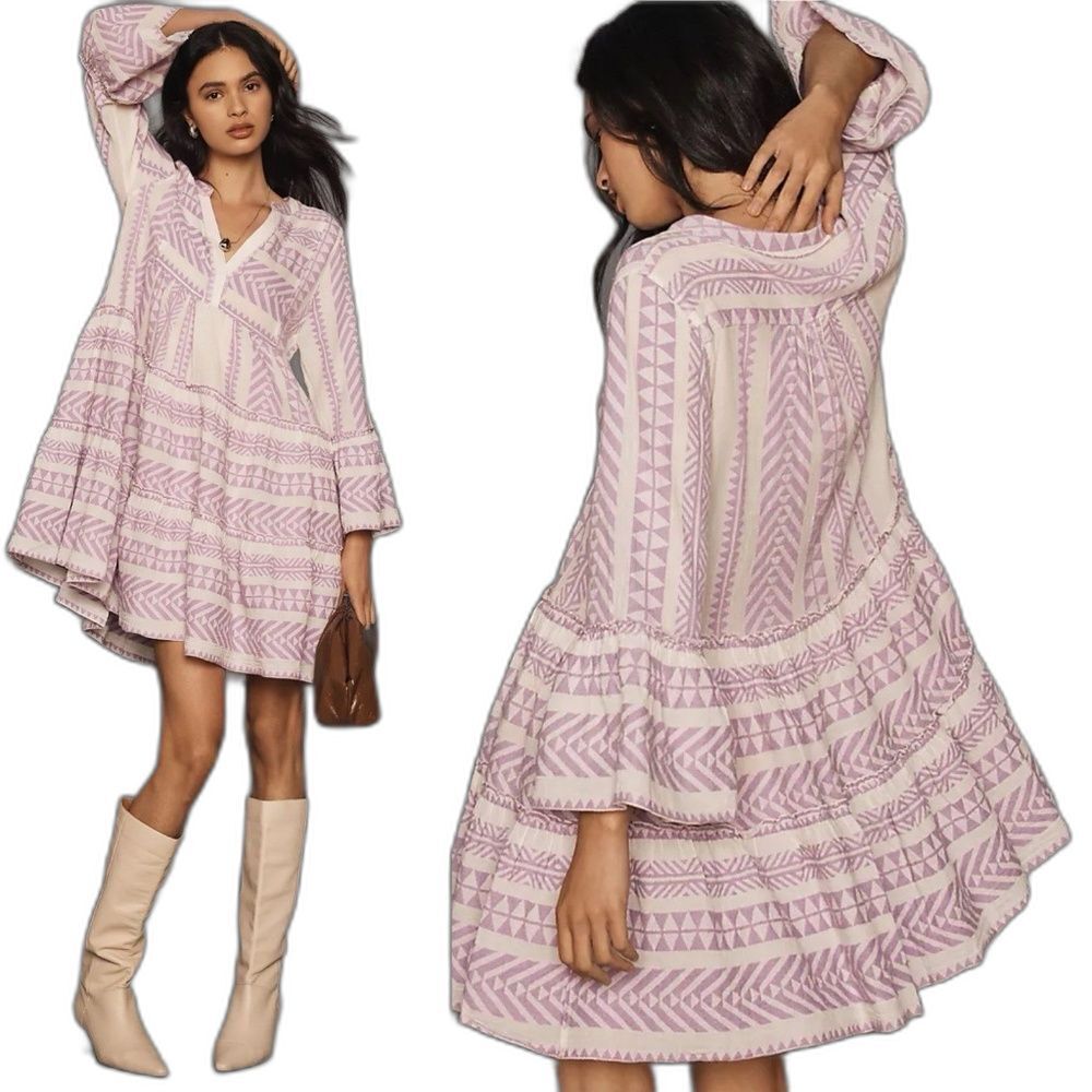 Devotion Twins Embroidered Ella Dress Lilac Sz M